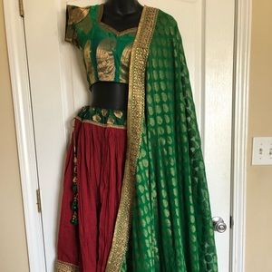 Chaniya Choli navratri Indian garba red green